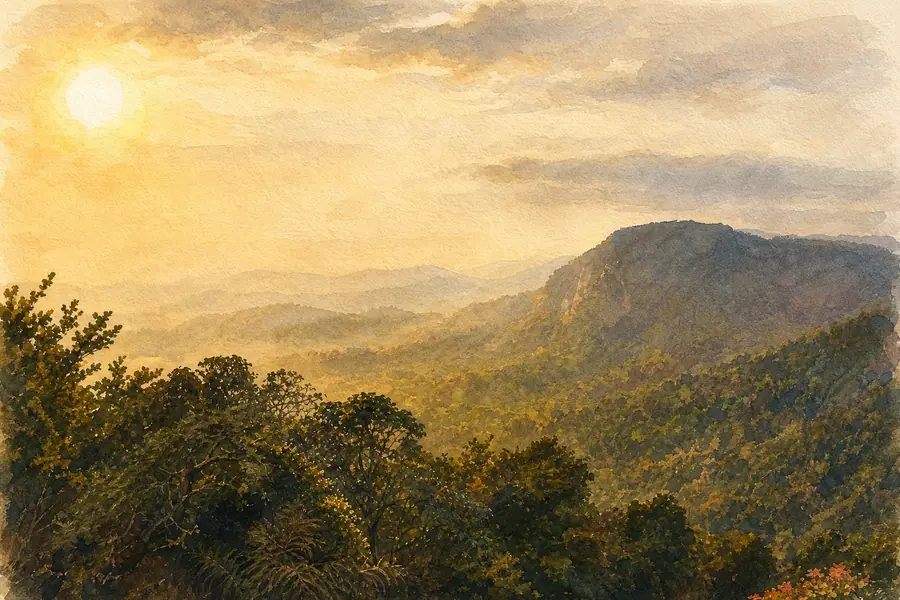 Chase rain & sunset at Agumbe — illustration