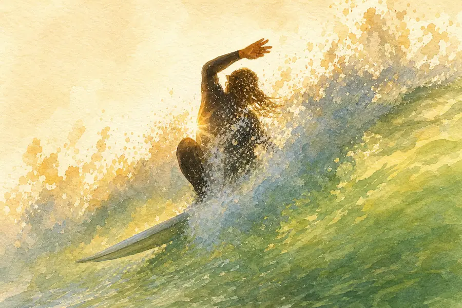 Learn to surf at Mulki — illustration